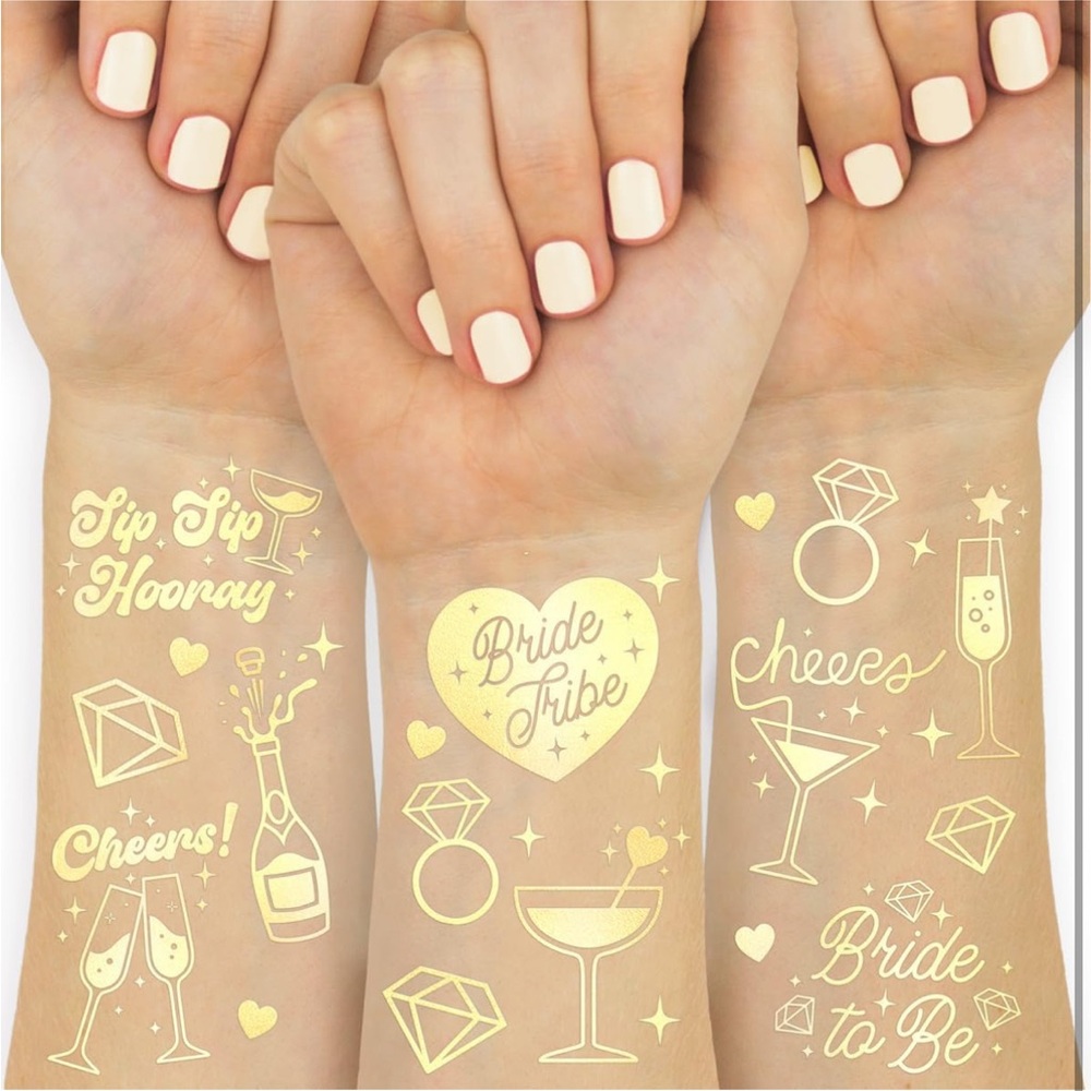 Unopened - xo, Fetti Gold Temporary Tattoo Set for Bridal Parties
